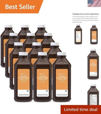 Hydrogen Peroxide Topical Solution USP, 16 fl oz Pack of 12 Previously Solimo