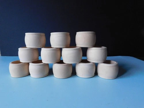 SET OF TWELVE UNFINISHED WOODEN NAPKIN RINGS 1 3/4"