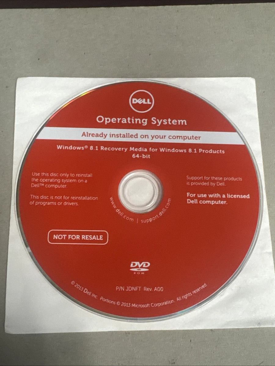 Medios de recuperación de Windows 8.1 para productos Windows 8.1 DVD de 64 bits para Dell