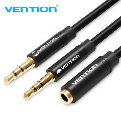 2in1 3.5mm Audio Cable Splitter Jack Aux Stereo Headphone Mic For Phone Tablet
