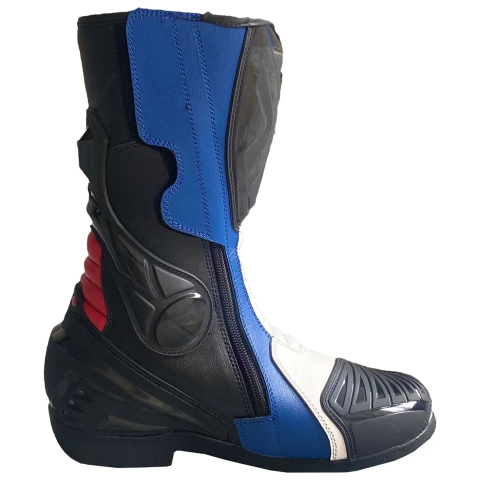 Botas de cuero BMW Motorrad S1000RR M Series azul blanco negro moto carreras Foto 2 de 4