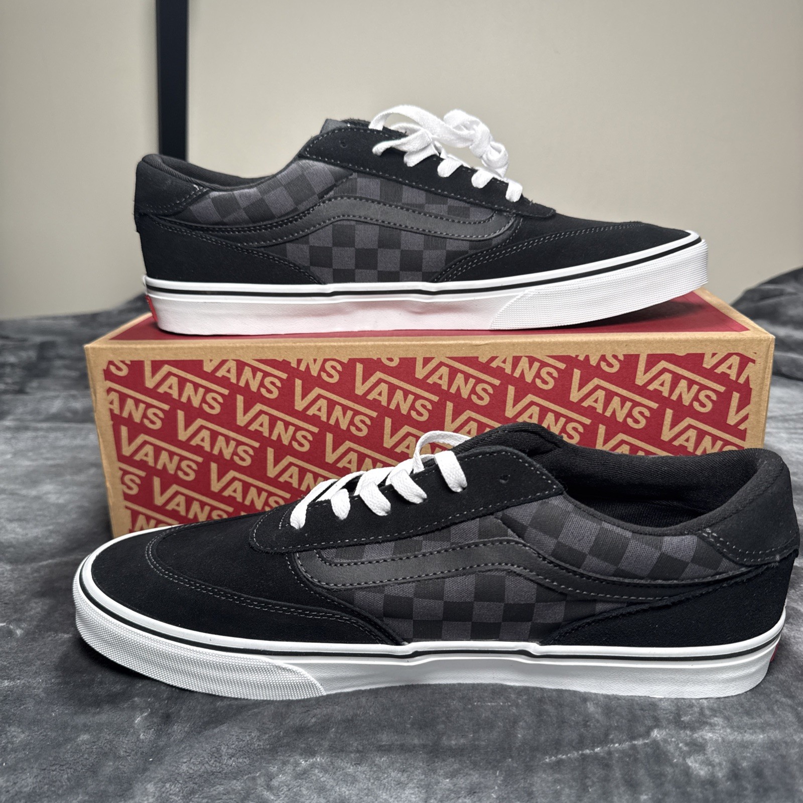 Vans Brooklyn LS Checkerboard Size 13 Men's Canvas Suede Skate Shoes NEW thumbnail 2