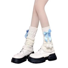 ccHuDE 1 Pair Long Cute Leg Warmers Bowknot length about 40 cm, Blue
