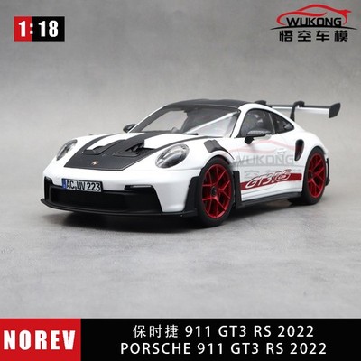 1/18 Porsche 911 GT3 RS 2022 Norev 187373 Weiß Pyro Rot Diecast Modellauto