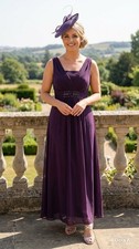 Jacques vert Maxi dress size 14 Purple Gown Evening Cruise Occasion Wedding Bnwt