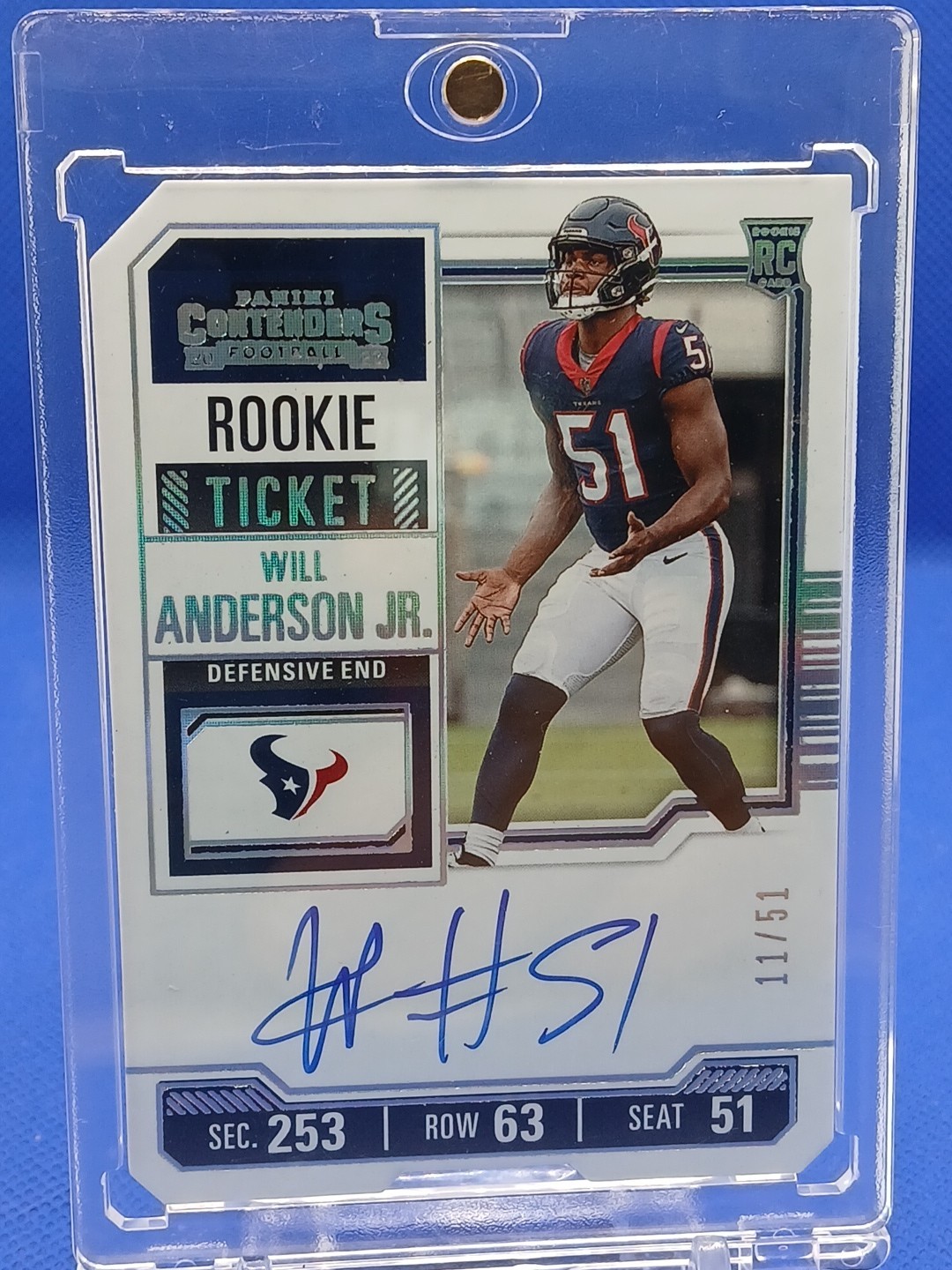 2023 Panini Contenders Will Anderson Jr Rookie Ticket Auto RPS  /51