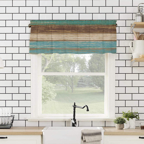 Rustic Farmhouse Valances Curtains for Kitchen Windows, Wood Rod Pocket Curta... - Picture 4 of 5