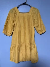 Cat & Jack Girls Yellow Dress 3 Quarter Sleeve Size 10/12