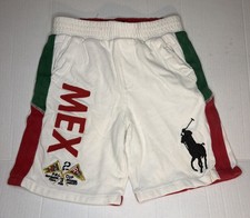 Polo Ralph Lauren Mexico Big Pony Pique Shorts White Red Green Youth M 10-12