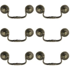 6 Pcs Antique Bail Handle Drop Pulls Vintage Bronze Drop Bail Drawer Cabinet