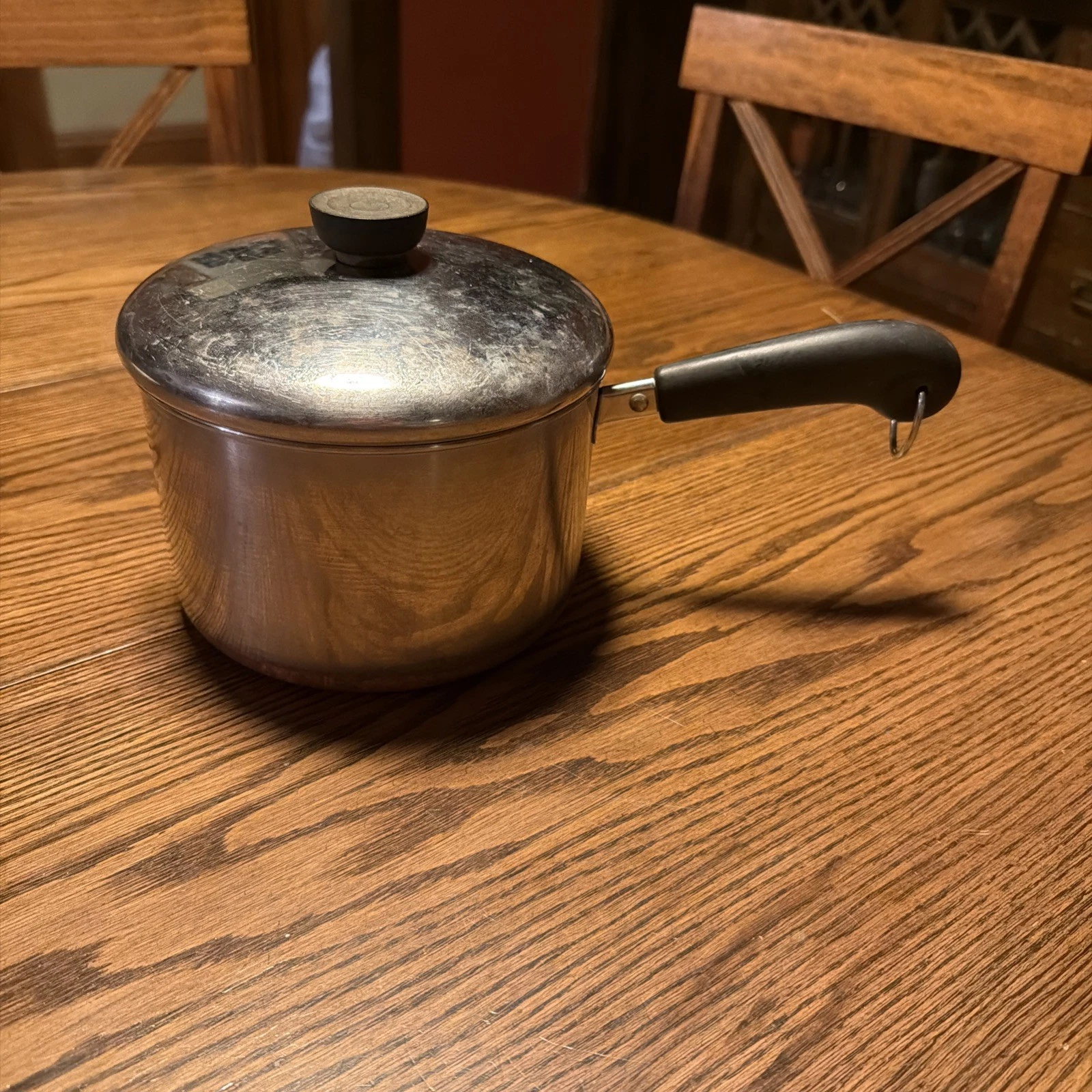 Vintage Revere Ware 1801 Copper Clad Bottom 3 Quart Sauce Pan Pot w/Lid