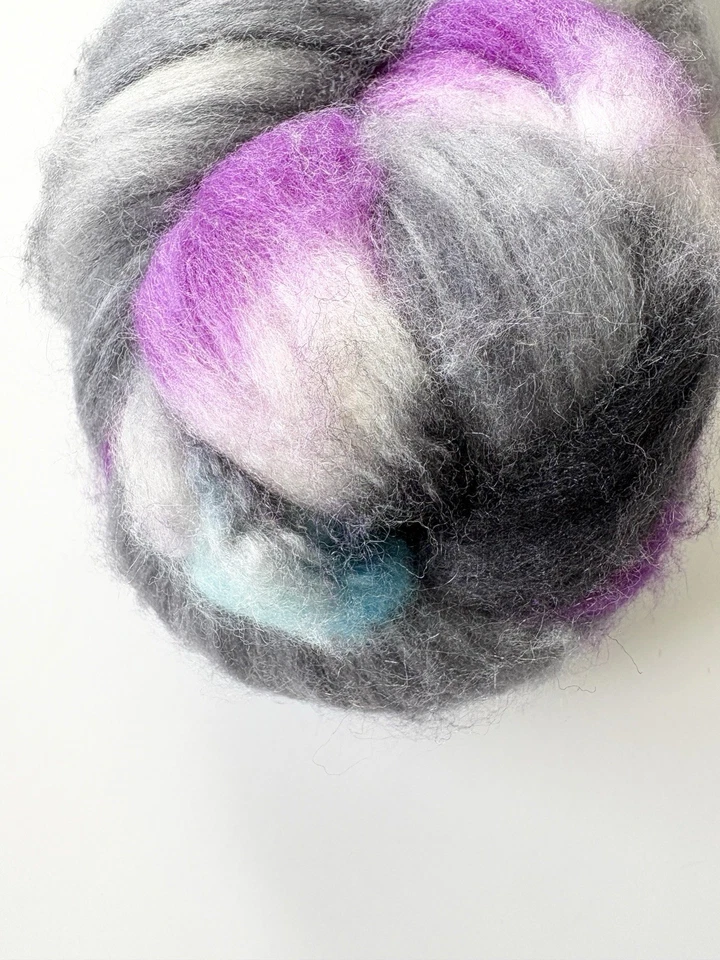 Merino Wool Silk ‘Aviation’ Blue Purple Fiber Braid Roving Spinning Felting 4oz - Image 3 of 4
