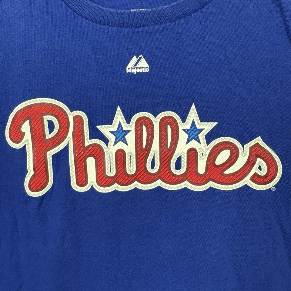 Camisa de béisbol Philadelphia Phillies para hombre azul mediano MLB Cliff Lee 34 majestuosa Foto 2 de 4