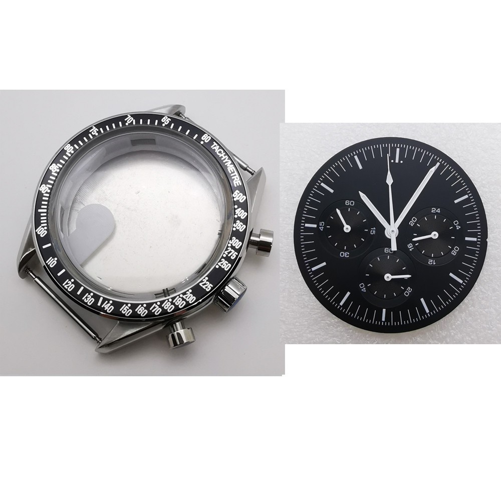 41mm Stainless Steel Watch Case Dial Hands Fit VK63 Chronograph