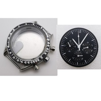 41mm Stainless Steel Watch Case Dial Hands Fit VK63 Chronograph