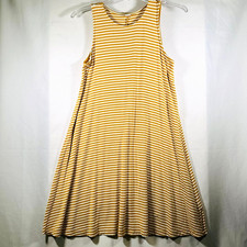 Old Navy Mustard Warm Autumn Gold Sleeveless Striped Swing Dress Women's Small
