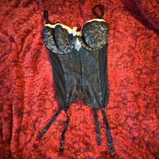 Victorias Secret Bustier Corset Garter Size 36D Lingerie Black White Lace NWT