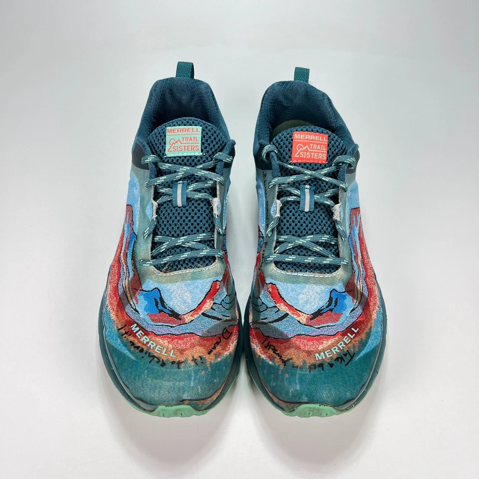 Merrell Antora x Trail Sisters Blue Green Running Shoes J066422 Women’s Size 10 - Image 3 of 4