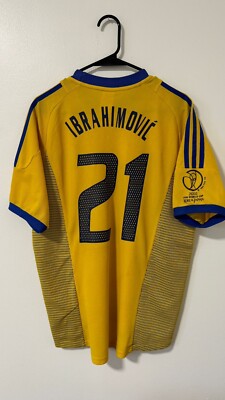 Sweden Jersey Home FIFA World Cup Korea-Japan 2002 #21 Ibrahimović