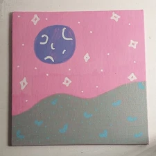 5x5 Inch Acrylic Painting Canvas Board Paper Abstract Nature Title Her Night A1