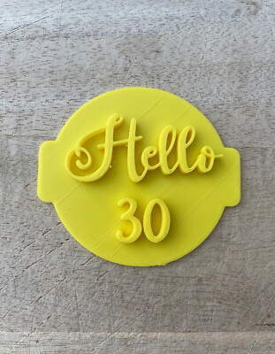 3D Hello Thirty 30 Prägestempel für Glasur Fondant Ton Cupcake Topper 6 cm UK