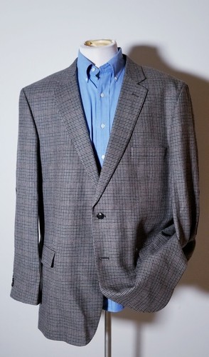 50L Hunting Elbow Brown Gray Check Elbow Patch tweed Blazer Jacket Sport Coat - Picture 2 of 9