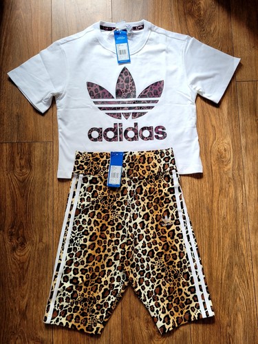 Adidas Damen Sommer Set Trainingsanzug Leopard Druck - Bild 1 von 5