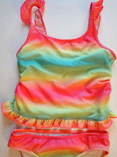 Girls Size 14 Reel Legends Swimsuit Tankini Two Piece Colorful Ombre Swimwear