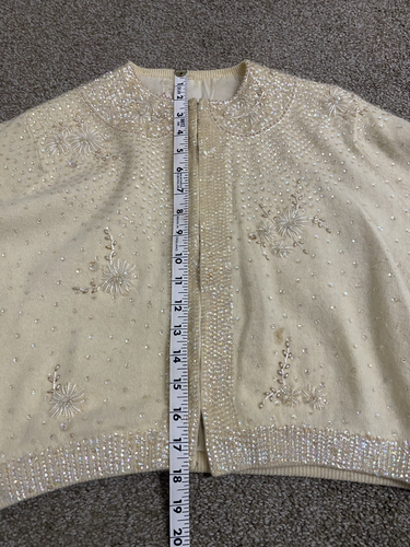Vintage 1950's Gene Shelly's Boutique International Cartigan Beads Sequins Wool - Picture 5 of 7