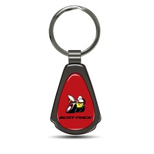 Dodge Scat-Pack on Red Dome Dark Gunmetal Metal Teardrop Key Chain