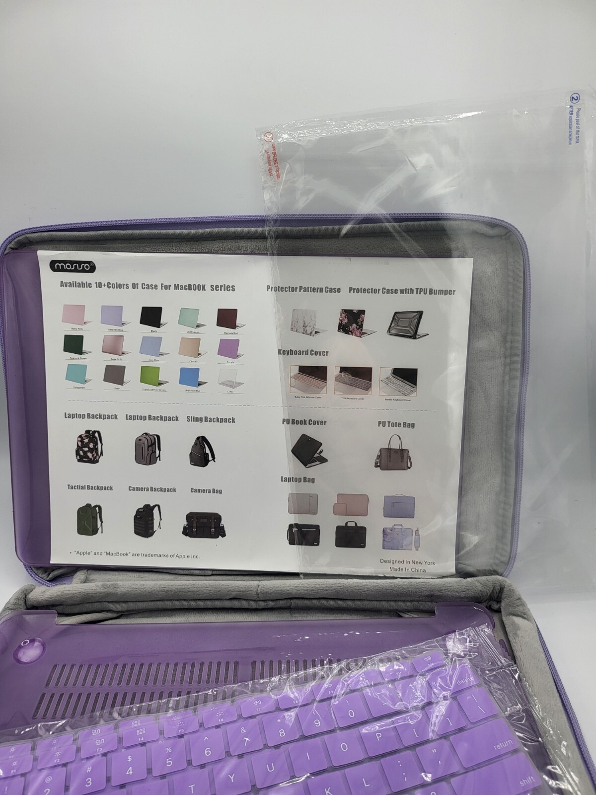 Mosiso Laptop Sleeve Bag Purple Polyester Multifunctional 13" With Keyboard Skin