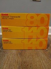 Lot of Two Kodak Carousel 140 Slide Trays and One 80 Transvue Slide Tray