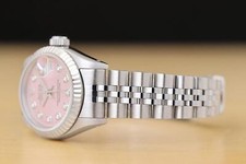 ROLEX LADIES DATEJUST 69174 PINK DIAMOND DIAL 18K WHITE GOLD STEEL WATCH