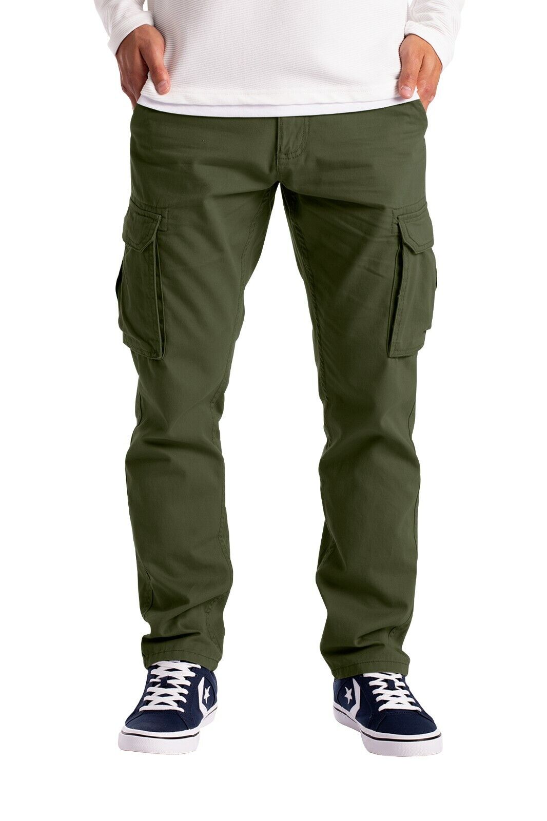 Mens Cargo Trousers Work Wear Combat Safety Cargo 6 Pocket Full Pants ...