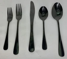 Flatware Tableware Shiny Black Mirror Finish 60 Pieces New
