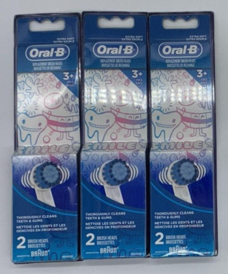 3PK Oral -B ~ 2 Replacement Brush Heads Each ~ Extra Soft Bristles ~ FAST SHIP