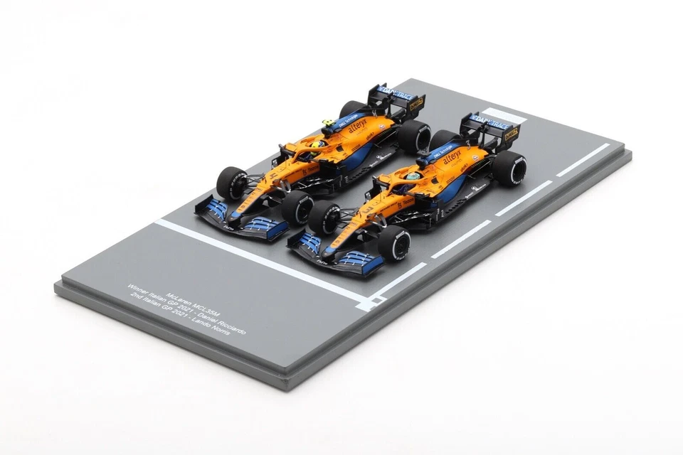 MODELLINO AUTO F1 SCALA 1:43 SPARK MCLAREN MERCEDES NORRIS RICCIARDO ITALIA 2021 - Immagine 4 di 4