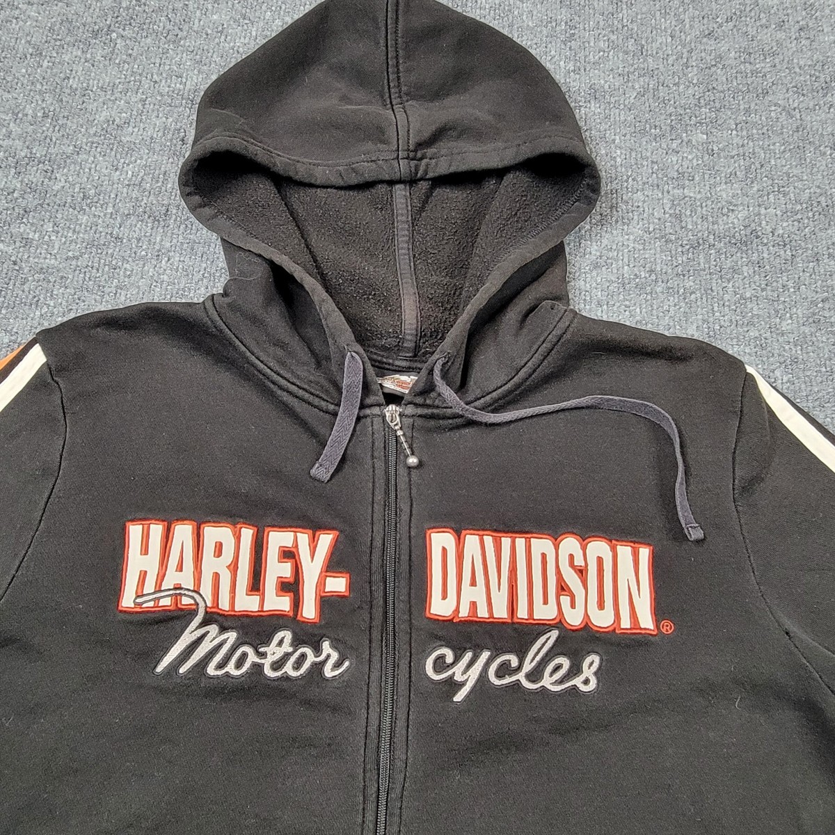Harley Davidson Hoodie Girls Large Black Zip Sweatshirt Sweater