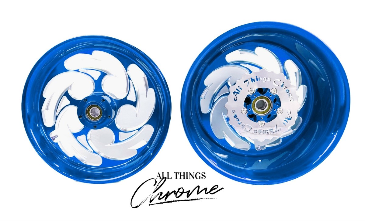 ZX-14 STOCK SIZE CANDY BLUE CONTRAST SHREDDER WHEELS 06-11