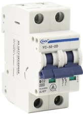 YuCo YC-32-2D Miniature Din Rail Circuit Breaker D Curve 32 Amp 2P 480VAC 220VDC