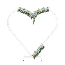 Metal Arch Backdrop Stand White Heart-shaped Wedding Decoration Rack In/Outdoor