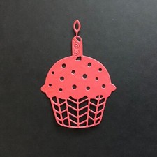 Cupcake w/candle Die Cut Embellishments card stock 6 pcs 3-1/4" x 2-1/4"