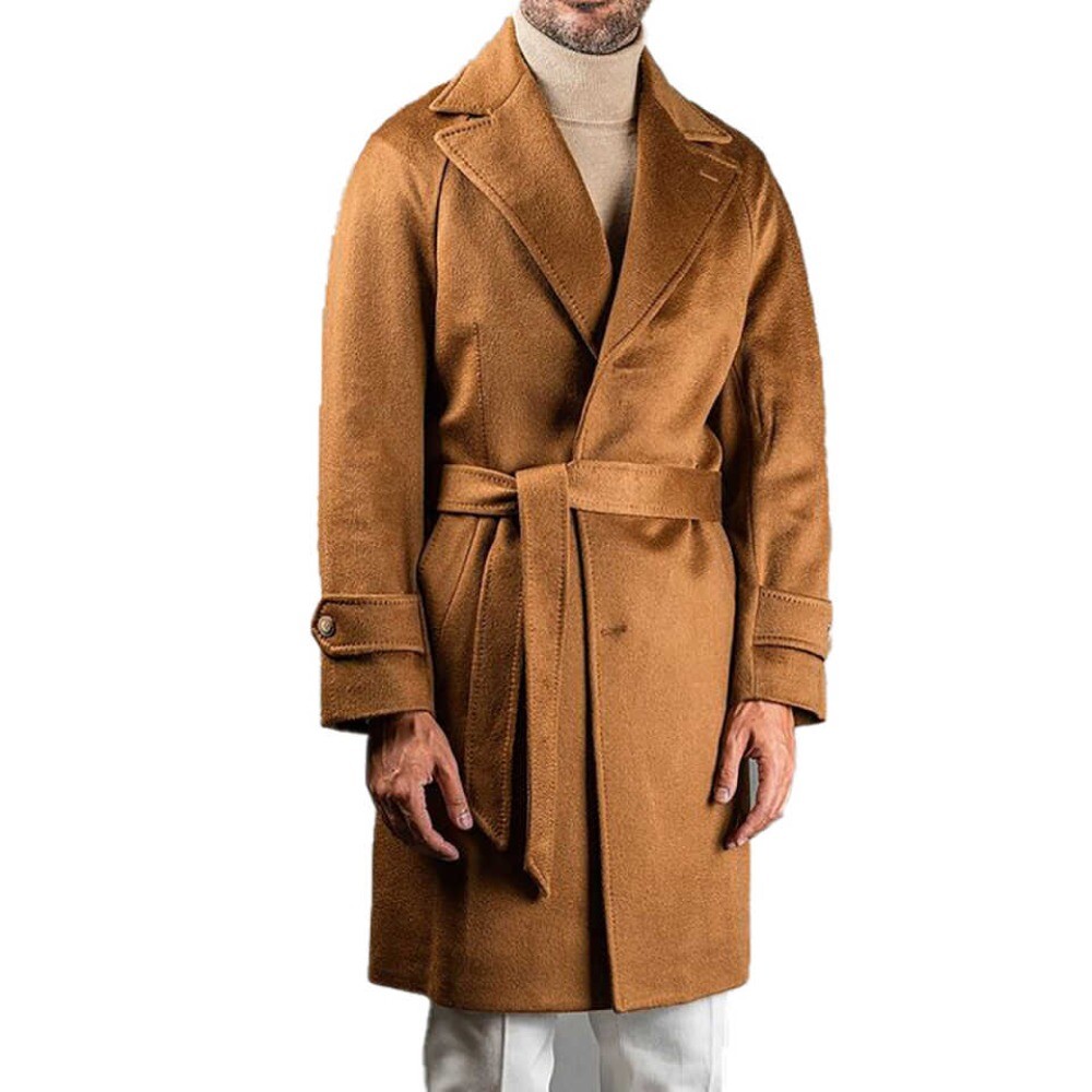 Winter Men's Long Coat with Belt Adjust Waist Coat Wool Winter Men's Long Coat with Belt Adjust Waist Coat Wool