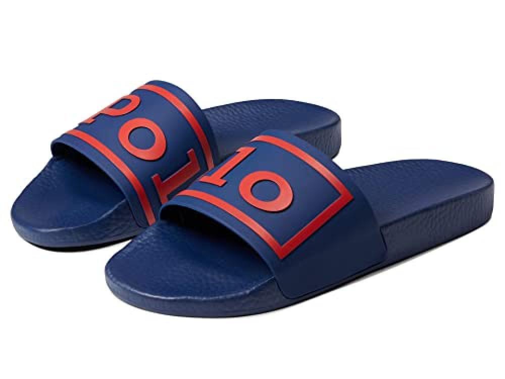 (TG. 43 EU) Polo Ralph Lauren Sandali Polo Slide Uomo, Polo Pomodoro Blu Navy, 4