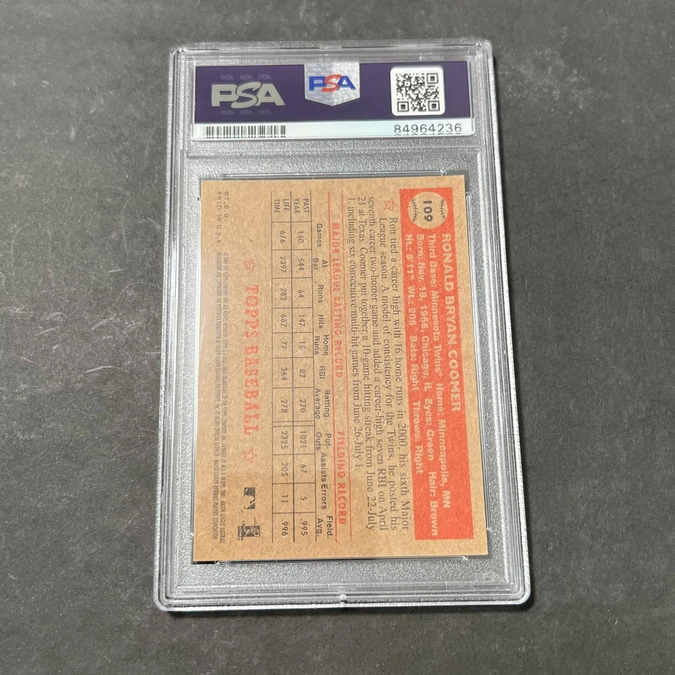 2001 Topps Heritage #109 Ron Coomer Signed Card AUTO PSA Slabbed Twins - Image 2 of 2