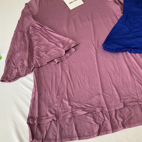 Agnes And Dora Bell Sleeve Tunic Tops Womens Size 2XL 18-20 Blue Mauve 2 Tops - Picture 10 of 19