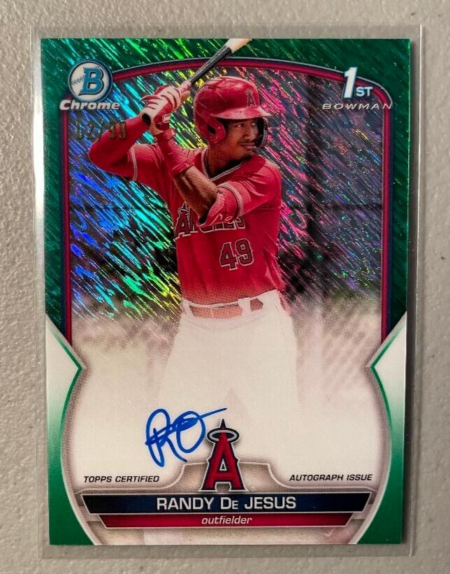 2023 Bowman Chrome Randy De Jesus Green Shimmer 1st Bowman Auto CPA-RD 62/99