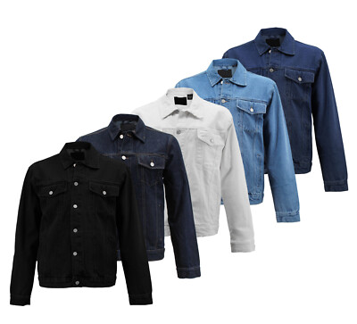 Men s Classic Denim Cotton Button Up Casual Unlined Jean Trucker Jacket