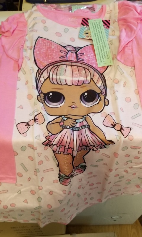 Lol Surprise 6-6x Night Gown Long Sleeve Pink And White 