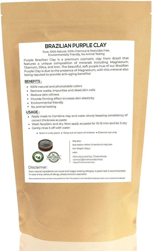Brazilian Purple Clay – Purple Clay Powder for Anti-Ageing, Younger and Detoxify - Image 2 of 2